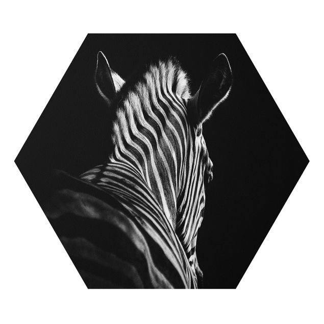 Tavlor svart och vitt Dark Zebra Silhouette