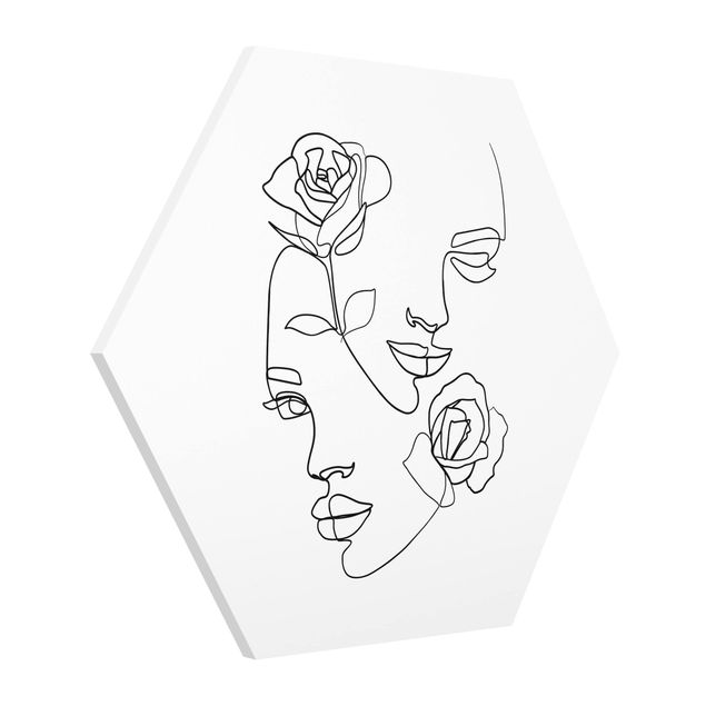 Tavlor blommor  Line Art Faces Women Roses Black And White