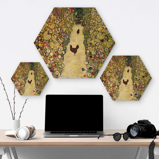 Hexagonala tavlor Gustav Klimt - Garden Path with Hens