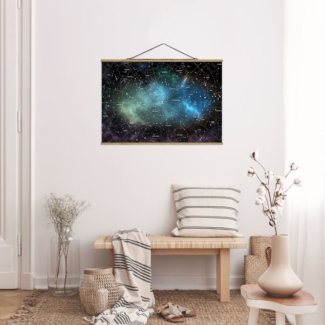 Tavlor modernt Stellar Constellation Map Galactic Nebula