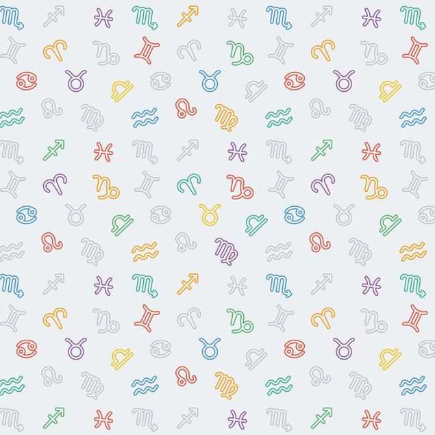 Självhäftande folier Nursery Learning Pattern With Colourful Zodiac Symbols