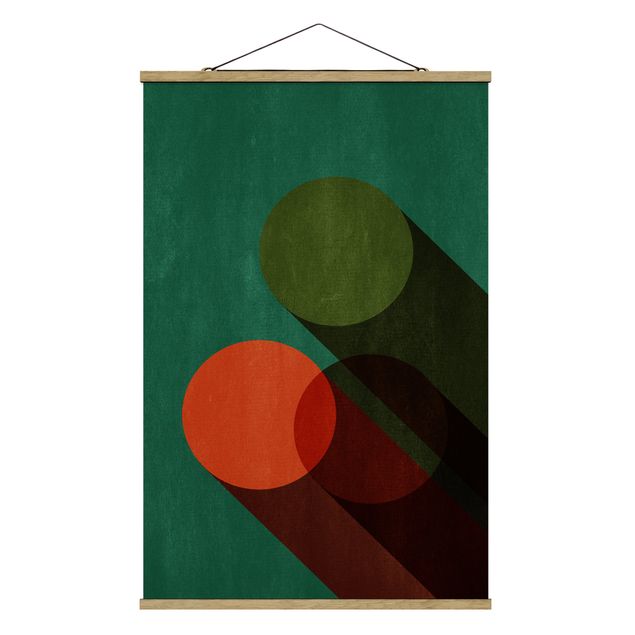 Tavlor modernt Abstract Shapes - Circles In Green And Red