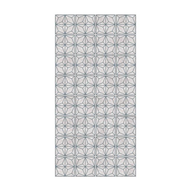 moderna mattor Tile Pattern Star Geometry Grey Blue