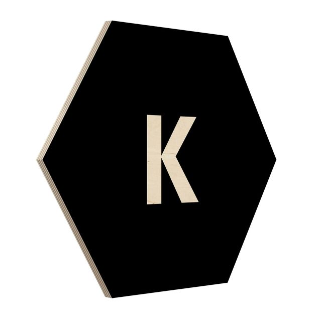 Hexagonala tavlor Letter Black K