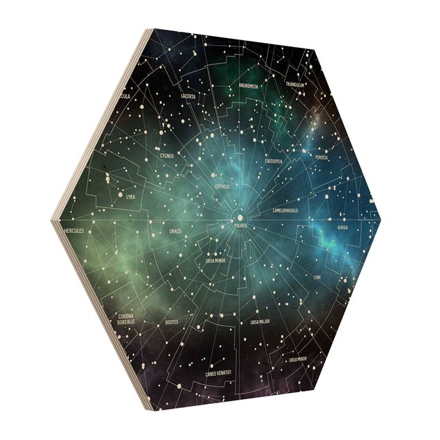 Hexagonala tavlor Stellar Constellation Map Galactic Nebula