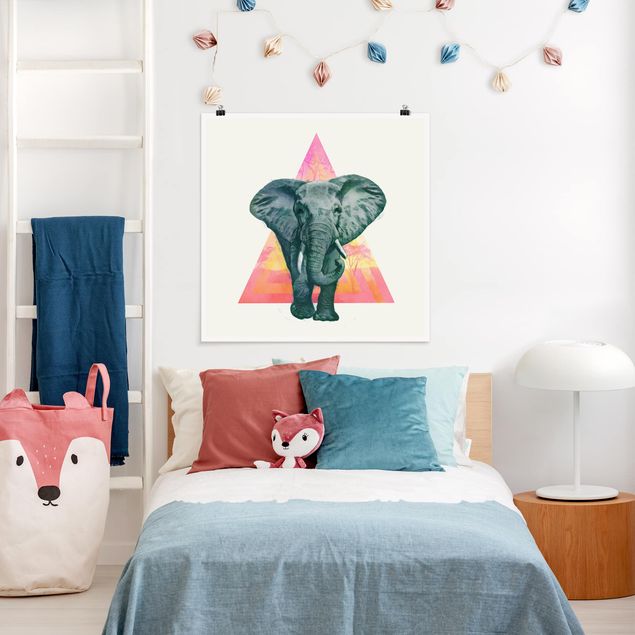 Posters konstutskrifter Illustration Elephant Front Triangle Painting