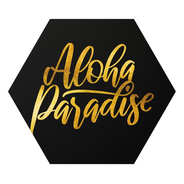 Hexagonala tavlor Gold - Aloha Paradise On Black