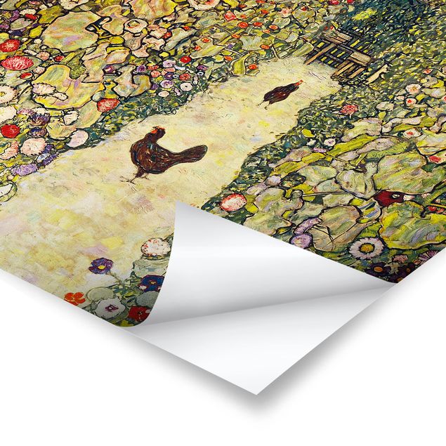 Tavlor blommor Gustav Klimt - Garden Path with Hens