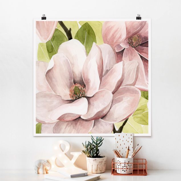 Posters blommor  Magnolia Blush I