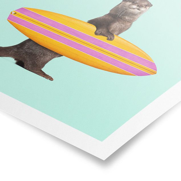 Tavlor stränder Otter With Surfboard