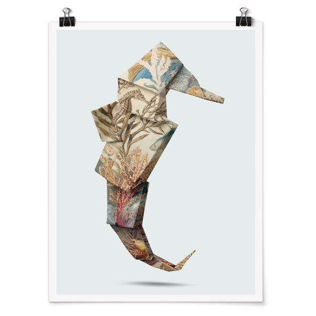 Posters djur Origami Seahorse
