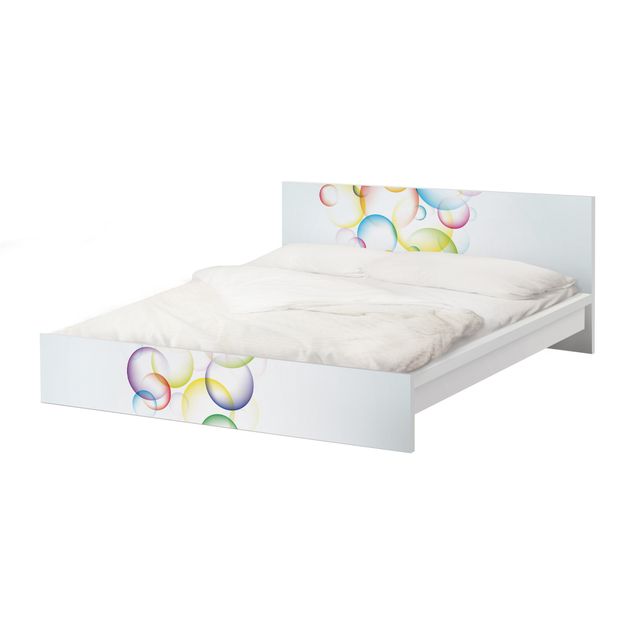 Möbelfolie für IKEA Malm Bett niedrig 160x200cm - Klebefolie Rainbow Bubbles