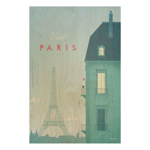 Trätavlor vintage Travel Poster - Paris
