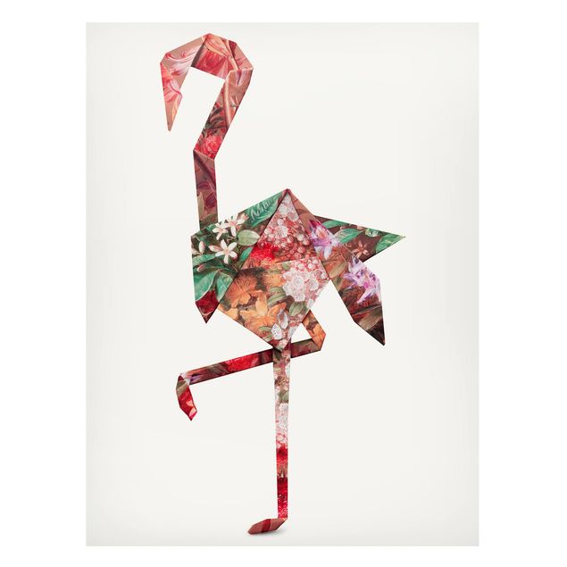 Magnettavla blommor  Origami Flamingo