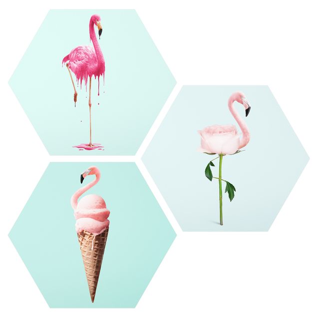 Tavlor djur Flamingo Set