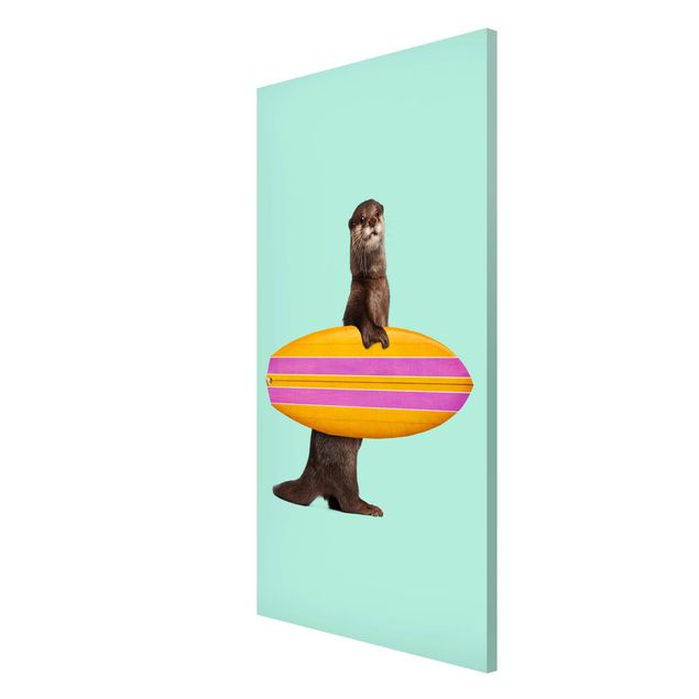 Magnettavla djur Otter With Surfboard