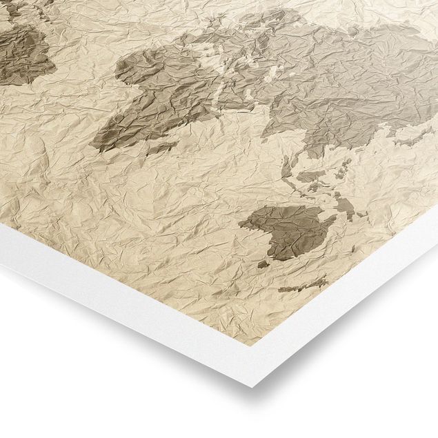 Tavlor brun Paper World Map Beige Brown