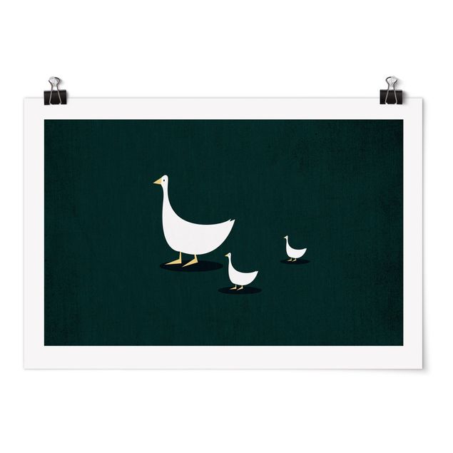 Posters djur Goose Family On A Trip