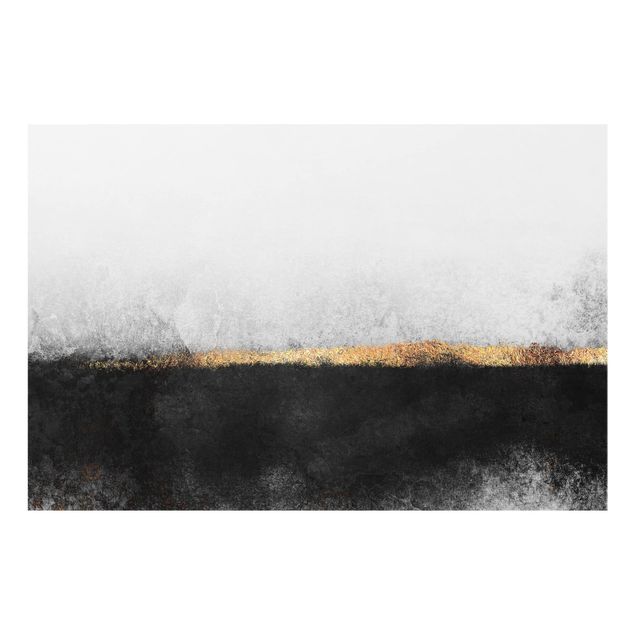 glasskivor kök Abstract Golden Horizon Black And White