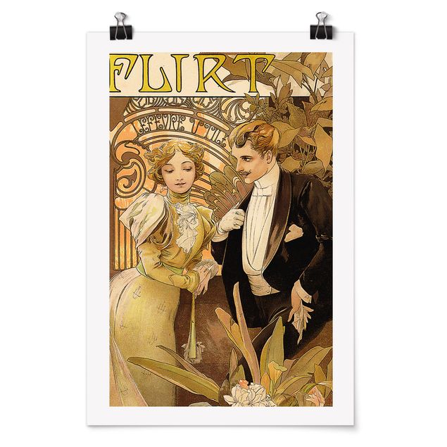 Konststilar Alfons Mucha - Advertising Poster For Flirt Biscuits