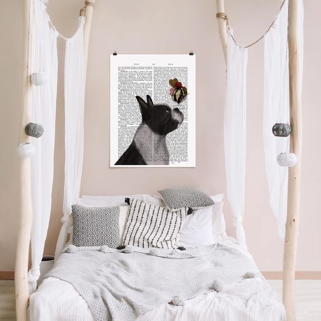 Posters svart och vitt Animal Reading - Terrier With Ice