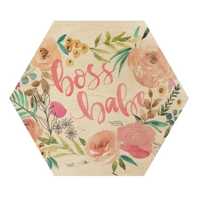 Hexagonala tavlor Pink Flowers - Boss Babe