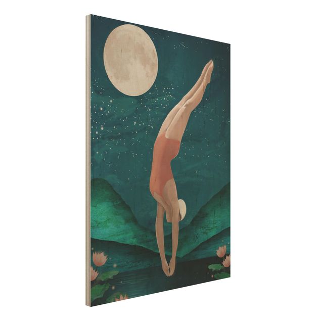 Kök dekoration Illustration Bather Woman Moon Painting