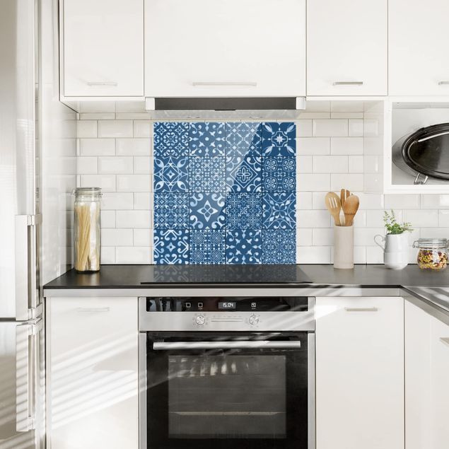 Stänkskydd kök glas mönster Pattern Tiles Navy White