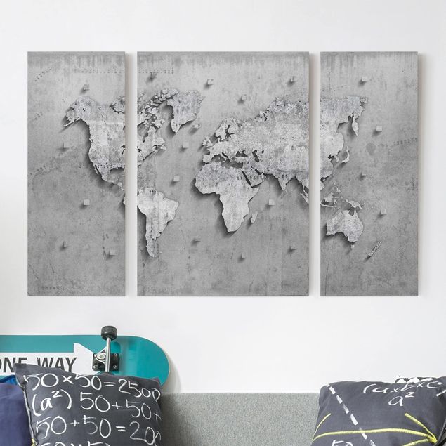 Canvastavlor sten utseende Concrete World Map