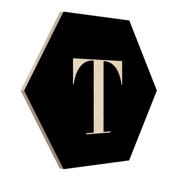 Hexagonala tavlor Letter Serif Black T
