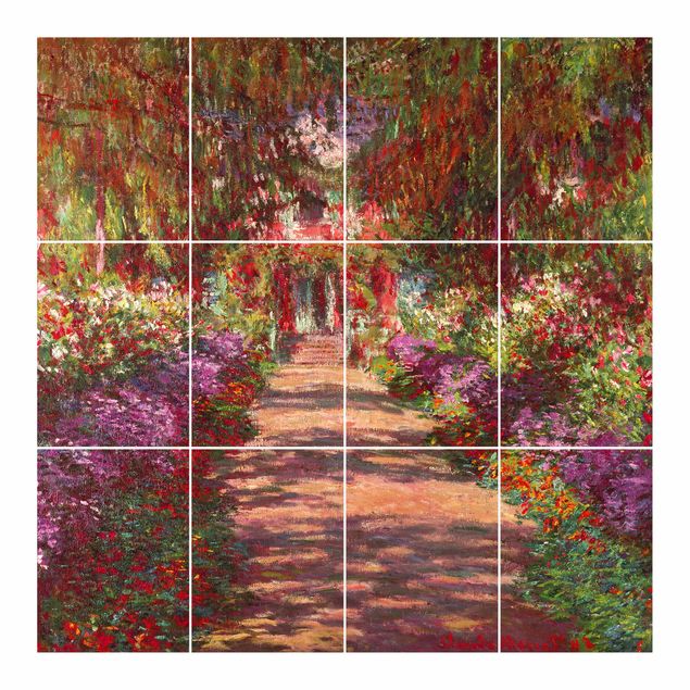 Kakel klistermärken färgglada Claude Monet - Pathway In Monet's Garden At Giverny