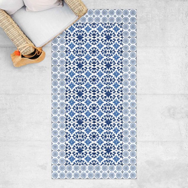 utomhusmattor Moroccan Tiles Floral Blueprint With Tile Frame