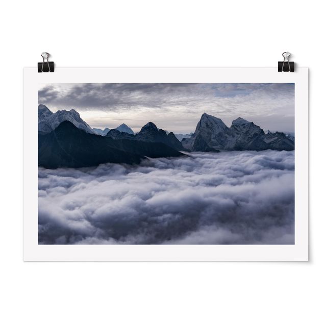 Posters svart och vitt Sea Of ​​Clouds In The Himalayas
