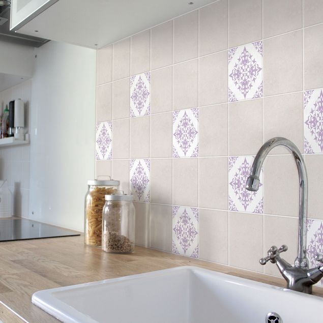 Kakel klistermärken mönster Tile Pattern White Lavender