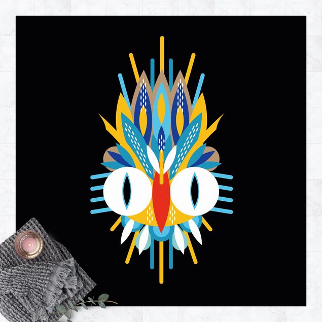 utomhusmattor Collage Ethno Mask - Bird Feathers