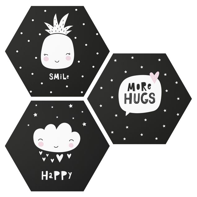 Tavlor svart Happy Smile Hugs