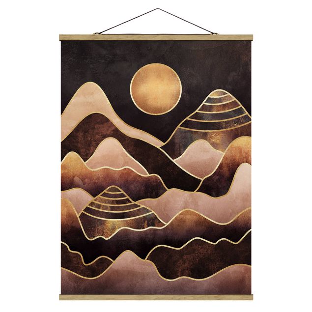 Tavlor konstutskrifter Golden Sun Abstract Mountains
