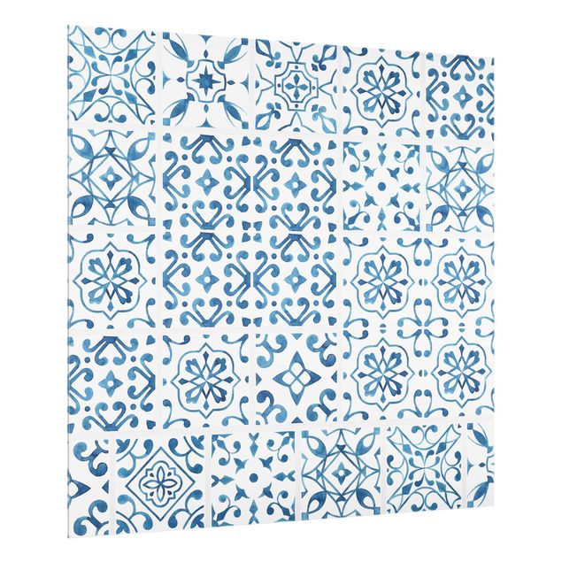 glasskivor kök Tile pattern Blue White