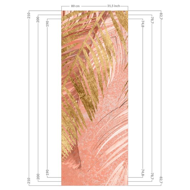 Duschrückwand - Palmenblätter Rosa und Gold III