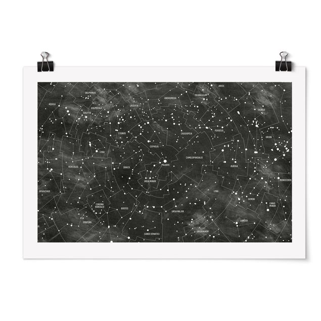 Tavlor världskartor Map Of Constellations Blackboard Look