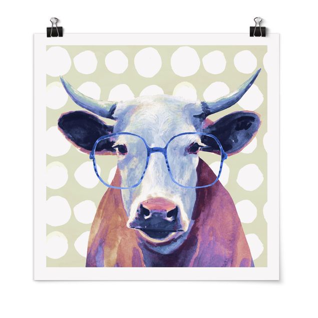 Tavlor modernt Animals With Glasses - Cow