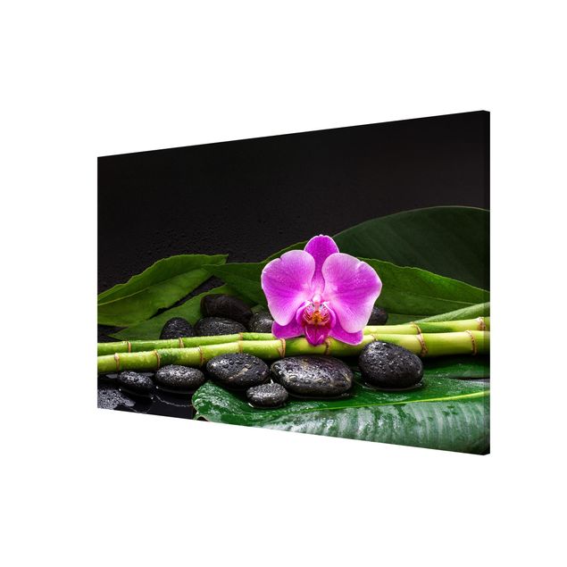 Tavlor bambu Green Bamboo With Orchid Flower
