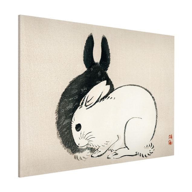 Kök dekoration Asian Vintage Drawing Two Bunnies