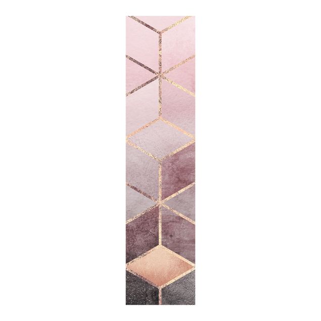 Panelgardiner mönster Pink Grey Golden Geometry