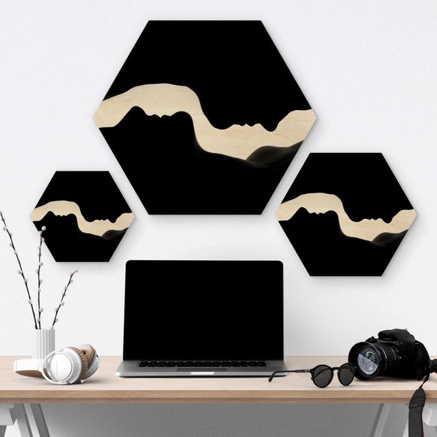 Hexagon Bild Holz - Silhouetten