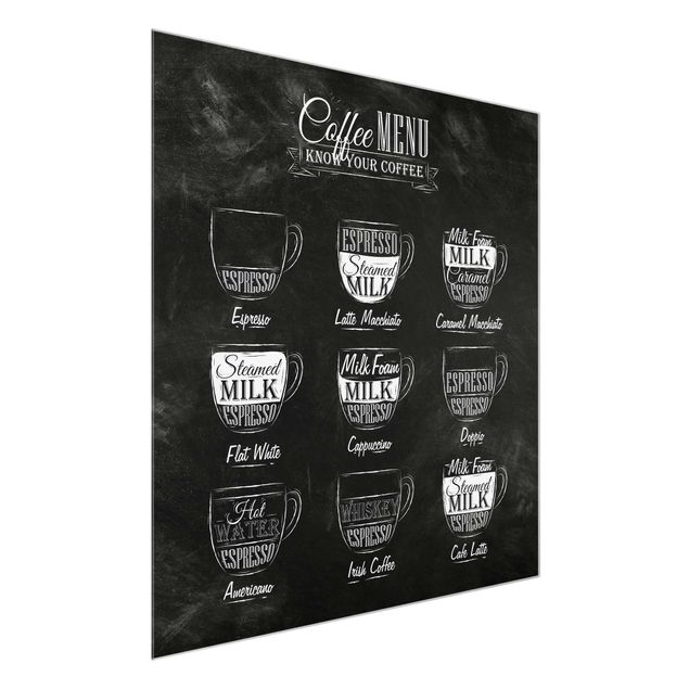 Glastavlor ordspråk Coffee Varieties Chalkboard