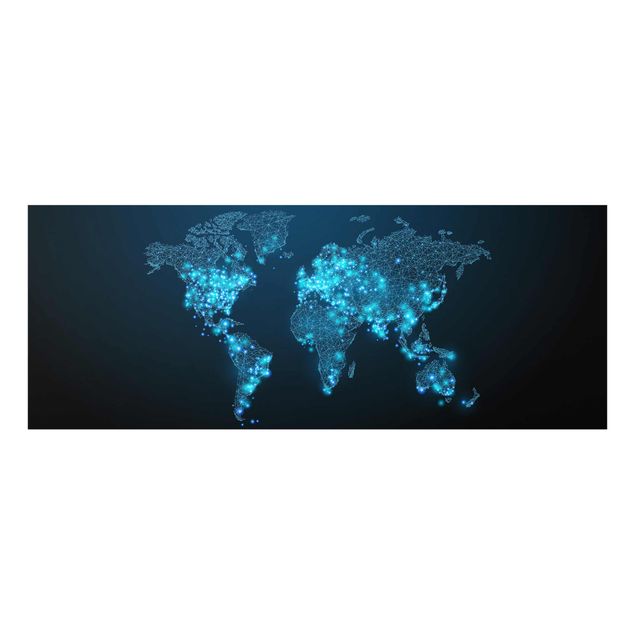Tavlor blå Connected World World Map