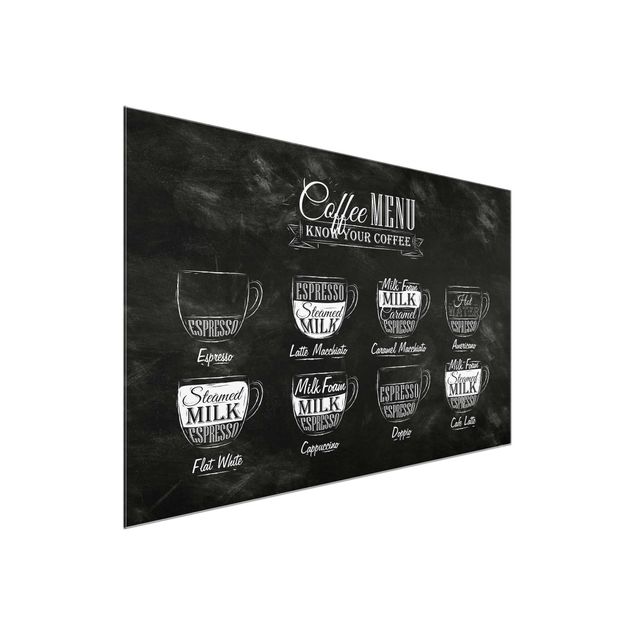 Glastavlor ordspråk Coffee Varieties Chalkboard