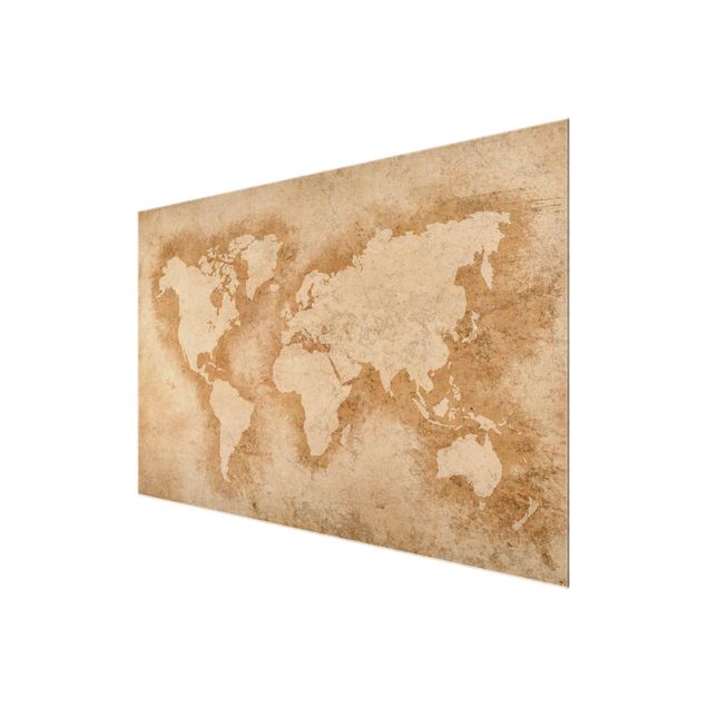 Glas Magnetboard Antique World Map