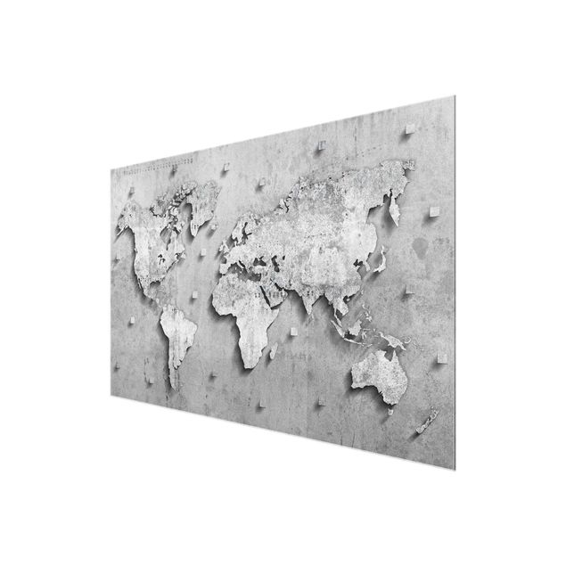 Magnettafel Glas Concrete World Map
